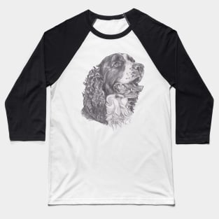Classic English Springer Spaniel Dog Profile Drawing Baseball T-Shirt